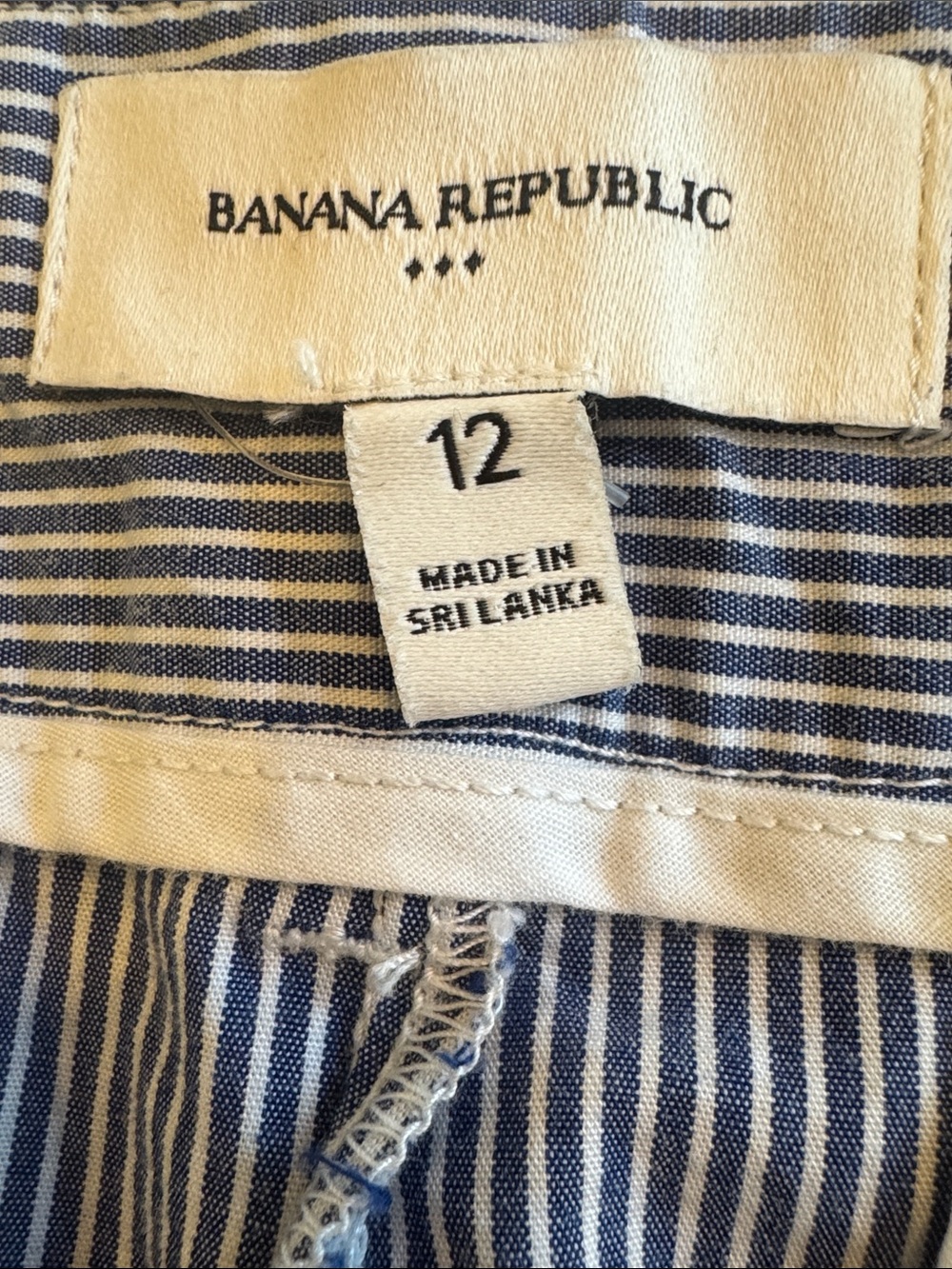Banana Republic Navy and White Striped 4” pleated Shorts, size 12 - Picture 2 of 12